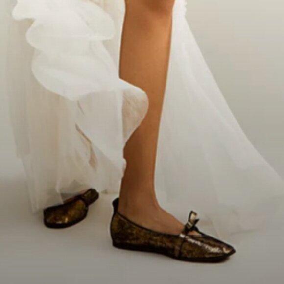 new Free People Bow Mania GENUINE LEATHER Ballet Flats 2511 3S7 - Picture 3 of 4